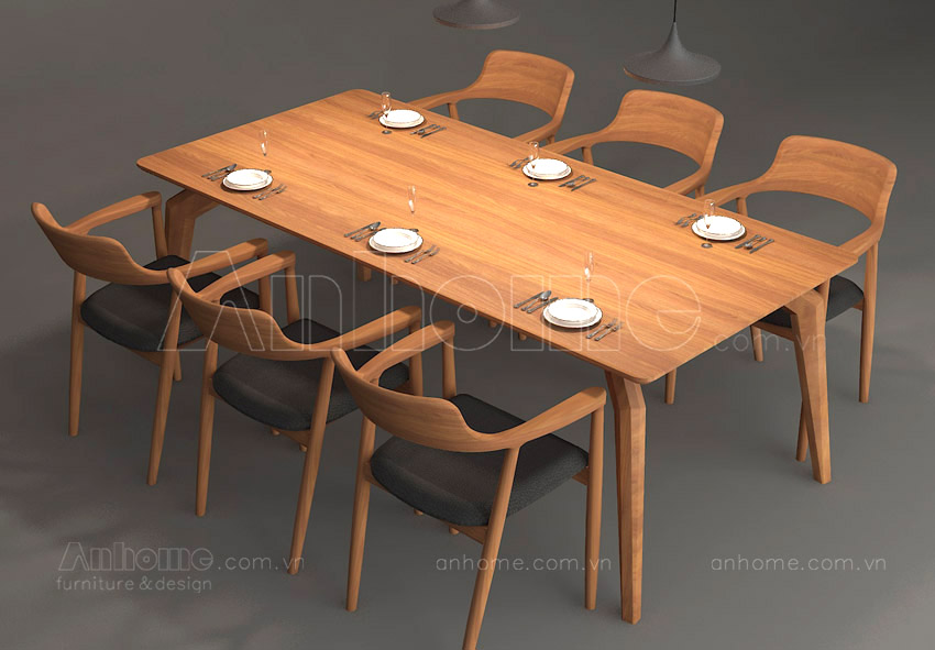 Bộ bàn ăn đẹp 4 ghế gỗ sồi nga BA08